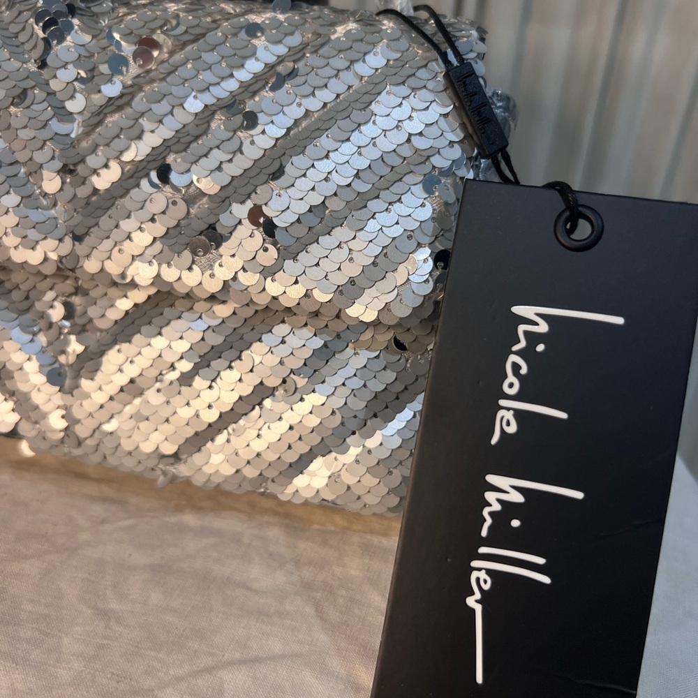 Nicole Miller Shimmering Silver Sequin Bag NWT!